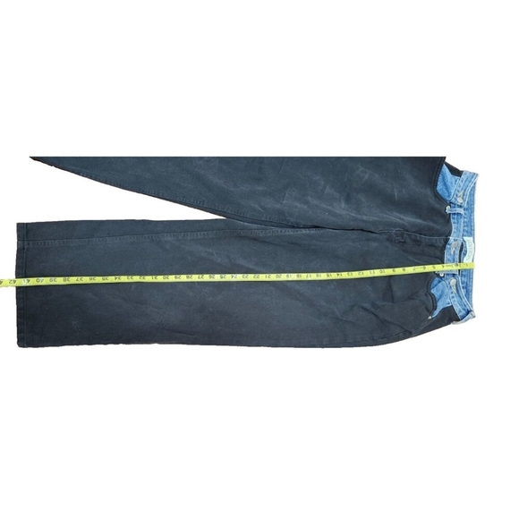 Edition Contrast Waist Jeans Black Denim Pants M/L 100% Cotton Y2K Style - Picture 12 of 15